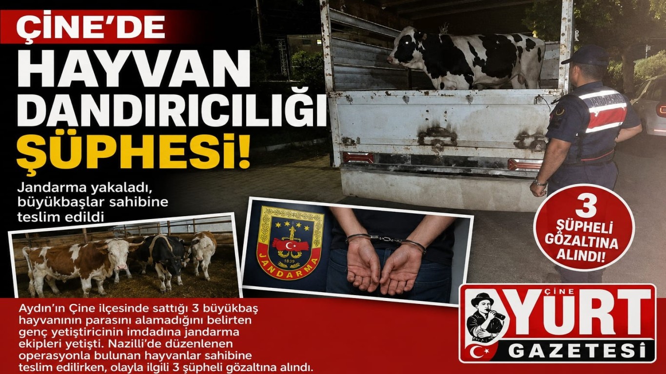 ÇİNE’DE HAYVAN DANDIRICILIĞI ŞÜPHESİ: JANDARMA YAKALADI, BÜYÜKBAŞLAR SAHİBİNE TESLİM EDİLDİ