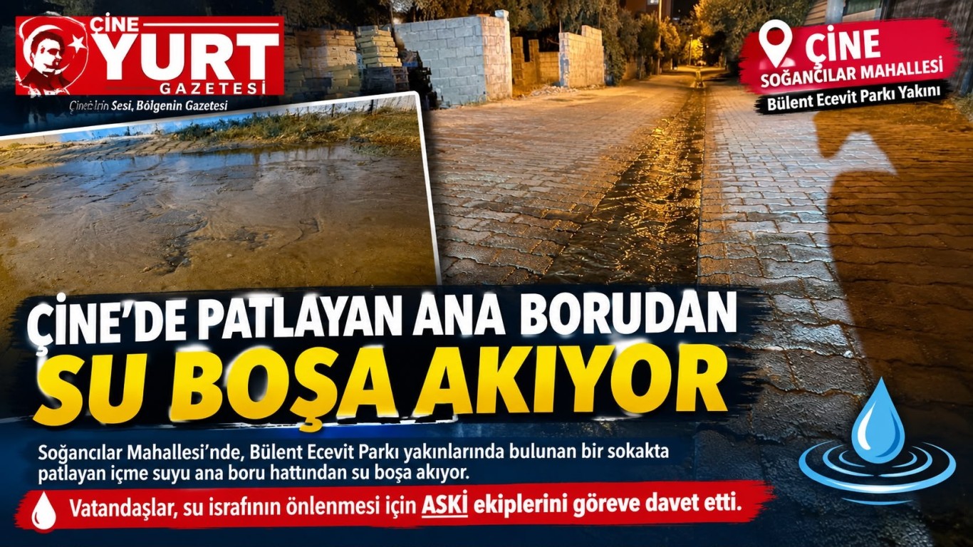 Çine’de Patlayan Ana Borudan Su Boşa Akıyor