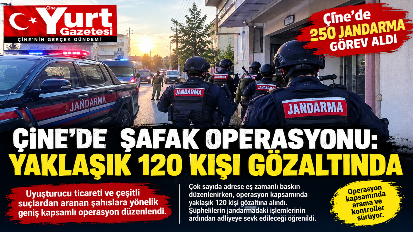ÇİNE’DE 250 JANDARMA İLE ŞAFAK OPERASYONU: YAKLAŞIK 120 KİŞİ GÖZALTINDA