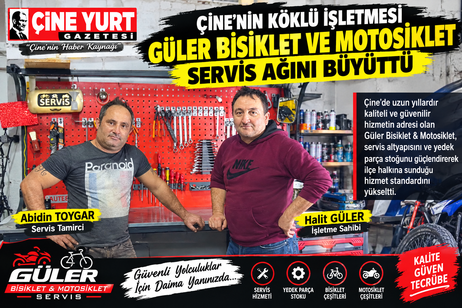 ÇİNE’NİN KÖKLÜ İŞLETMESİ GÜLER BİSİKLET VE MOTOSİKLET SERVİS AĞINI BÜYÜTTÜ